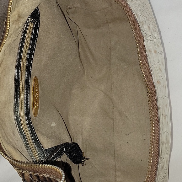 Brahmin Color Block Croc Embossed Leather Hobo Shoulder Bag - Picture 12 of 14